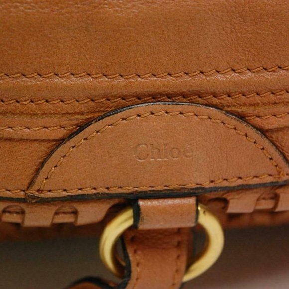 Auth Chloe Marcie Medium Shoulder Bag Leather Bron - Picture 4 of 16